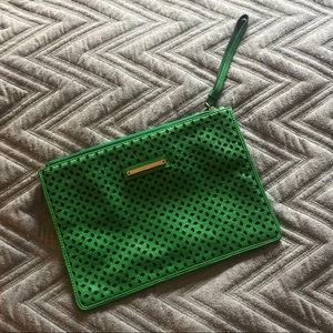 Kelly green clutch, navy underneath
